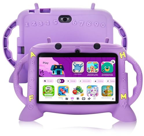 Kids Tablet, 7 inch Tablet for Kids 2-10, Educational Learning Toddler Tablet Android 11, 3GB RAM+32GB ROM Storage, Google Play YouTube, Baby Girl boy Present（Purple）