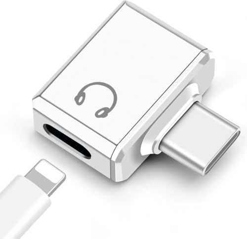 Seminer Adaptador de Audio USB C a Lighting, Conversor de USB C Macho a Lighting Auricular Hembra para iPhone Serie 16/15, iPad y Más (Blanco)