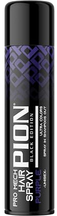 Pion Black Edition Pro Mech Purple Temporary Hair Color Spray 150 ml - Ultra Colors, Spray Coloranti Semipermanenti Per Capelli Viola, Spruzzare Shampoo Out, Unisex Per Uso Domestico e Quotidiano