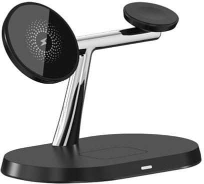 Magnetic Wireless Charger - Cordless Phone Holder, Charging Dock Station | Fast Wireless Charging Pad, Compact Charging Station With Magnetic Stand Wireless Desk Organizer Charger For Phone Watch
