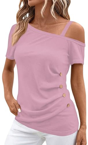 SCBFDI Top Donna Estivo Tshirt Donna Firmate Magliette Addio al Nubilato Maglietta Fucsia Donna Maglietta da Palestra Maglioncino Cotone Donna Maglie Donna Curvy T Shirt Donna Maglie Rosa 2XL
