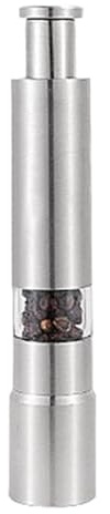 Manual Salt Grinder, Stainless Steel Thumb Press Pepper Grinder, Portable Seasoning Tool, Easy Push Button, Ideal for Cooking & Camping, 1.06x6.02 Inches