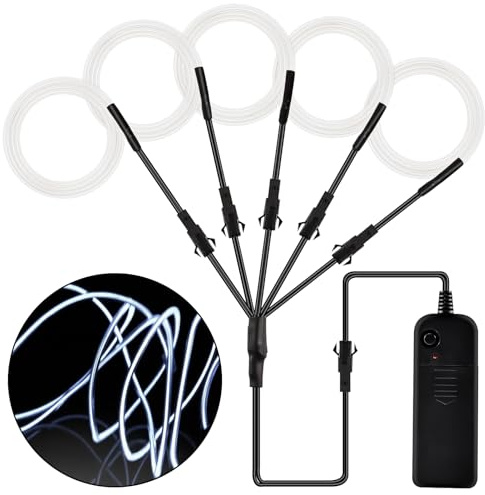 Joycabin EL Draht 5 x 1M Neon Beleuchtung Draht Lichtschlauch, Portable Neon leuchtende Wearable LED Lights für Partys, Karneval, Halloween, DIY Kostüm Dekoration (Weiß)