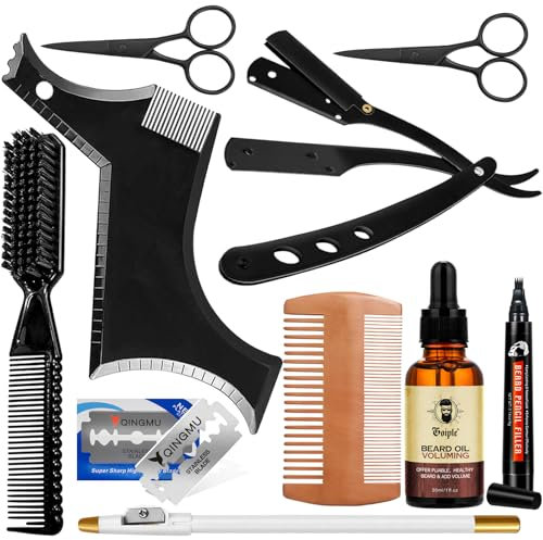 Outils De Mise En Forme De La Barbe Sha Performbeard - Lisseur De Barbe, Guide De Modèle De Barbe, Rasoir Professionnel à Bord Droit, 10 Pièces