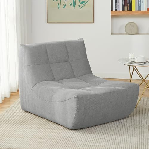 EUGAD Puff Salón 98x84x73 cm, Togo Sofá, Bean Bag con Relleno de Esponja de Alta Densidad, Puf Asiento Individual para Dormitorio, Mini Sofá Ergonómico, Gris, 0034XXY