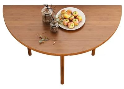 RKVXCJHDR Table à Manger Table à Manger de Cuisine en Bambou, Table Ronde Pliable, Moderne, for Petit Appartement, Table Basse Pliante, Table Semi-Ronde Table à Manger De Cuisine(A)