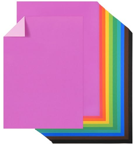 80 Hojas A4 Cartulina Doble Color, 10 Pairs de Colores (20 Colores) 180gsm/65lb Cartón Sutil Diferencia Frente/Dorso UAP26MX1