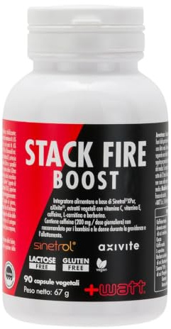 Stack Fire Boost - Integratore alimentare termogenico bruciagrassi a base di Sinetrol®XPur, aXivite®, estratti vegetali con vitamina C, vitamina E, caffeina, L-carnitina e berberina.