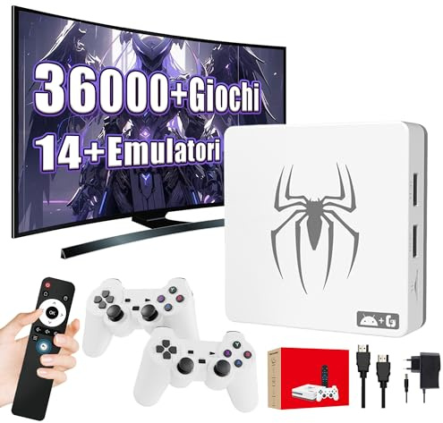 G7 Console per videogiochi retrò,36000+ giochi,40+ emulatori,TV box Android 14 e 3D-GAME con doppio sistema,4K HD,WiFi 2,4+5,8G e BT5.0,console per videogiochi portatile con controller wireless (64G)
