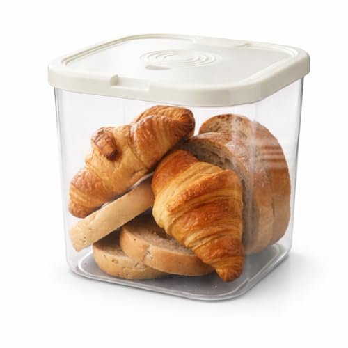 Gzsekken Bread Bins For Kitchen,Clear Bread Storage Container with Lid & Air Vent,Tall Food Keeper for Homemade Loaf,Sandwich,Toast, Bagel-Stackable Kitchen Storage Box-BPA Free Plastic