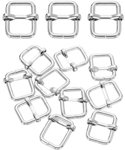 QUARKZMAN 32Pcs Boucle Coulissante Métallique, 1/2(12mm) Tri-Glides Ajustable Pour Sangle Ceinture Avec Barre Mobile Pour Fabrication De Sacs, Argent, 25mm