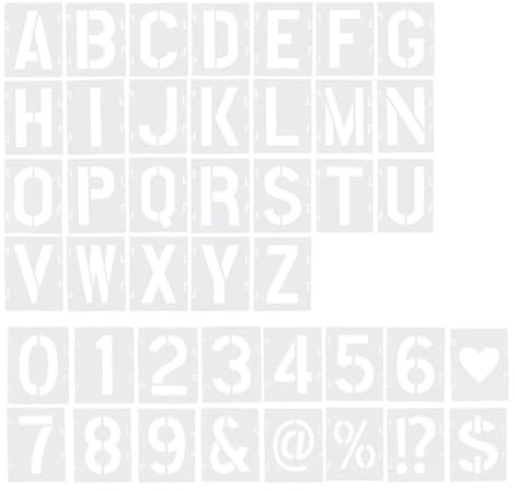 VINTORKY 42 pièces Pochoirs Lettres Numéros et Symboles Pochoir Peinture Réutilisable Pet pour Bois Mur Textile DIY Art Projects