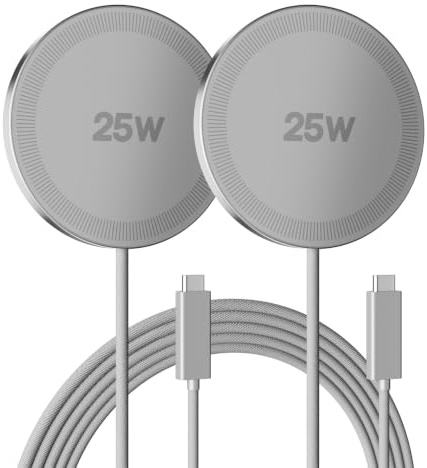 Qi2.2 Magnetisches kabelloses Ladegerät, 25 W, schnelles Qi2-Ladepad für iPhone 17, 16, 15, 14, 13, 12 Pro Max, Samsung Galaxy S26, S25, Google Pixel 10, für AirPods, dünn, tragbar, Schwarz, 2 Stück