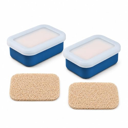 JVHLOV Lot de 2 Boîtes à Savon de Voyage Étanches en Silicone, Bleu