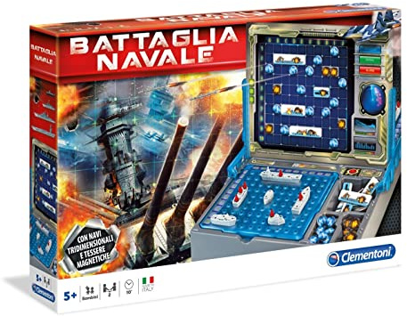 Clementoni - Battaglia Navale, Gioco da Tavolo di Strategia e Logica, per Bambini 6+ Anni e Adulti, con Tabellone e Navi Magnetiche, Idea Regalo Made in Italy, Lingua Italiana, 11133