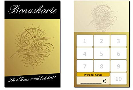 500 Stück Bonuskarten Neutral Wellness Feng Shui (BOK-420) mit 10 Stempelfeldern Treuekarten Massage Beauty