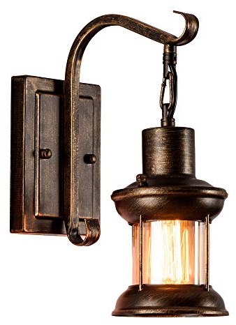 Applique di vetro, Lampada da parete rustica del metallo della parete per la casa del ristorante bar della camera da letto del lato del letto decorare il corridoio (nessuna lampadina)