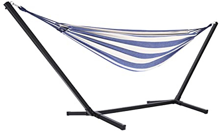 GOLD&CHROME UNIQUE DESIGN Hängematte Outdoor Hängematte - Hängematte mit Gestell Outdoor - Hängematte 2 Personen Hängematte XXL - Hammock Outdoor Blau un Marineblau