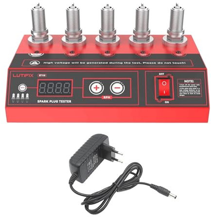 Sparkenker Tester, 5-Fenster einstellbarer Frequenz-Sparkenker Tester 200-9000rpm Auto-Zündspule Tester Diagnosewerkzeug für 12V-Benzinfahrzeuge und Motorrad-Sparkenker-Testen