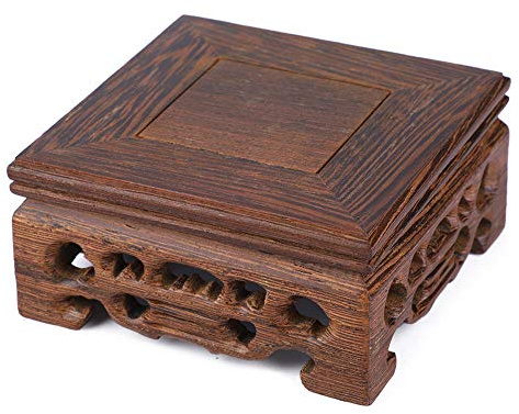 Espositore in Legno - Piedistallo in Legno, Base per Bonsai con Vaso Quadrato per Teiera per Decorazione Home Office(8x8x3.7cm)