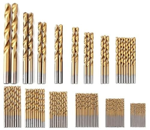 99pcs Titanium Coated Steel Twist Drill Bits Set, 1.5-10mm High Speed Steel Twist Drill Bits Tools for Wood Plastic and Aluminum