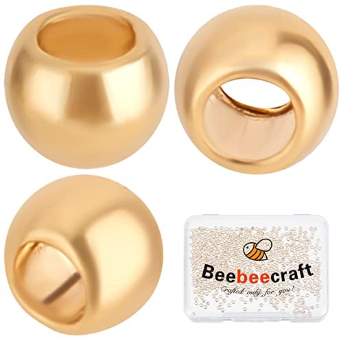 Beebeecraft 500 Stück/Box Goldene Abstandsperlen 24 Karat Vergoldete Runde Quetschperlen 2 mm Lose Zwischenstopper Perlen Für Ohrring Halsketten