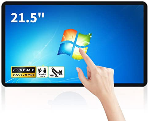 TouchWo 21.5 inch Touch Screen All-in-One Industrial PC, i7, 8GB RAM, 256G ROM, 16:9 FHD 1080P, Windows 10, Smart Board for Classroom, Meeting & Game, USB, VGA & HD-MI Monitor