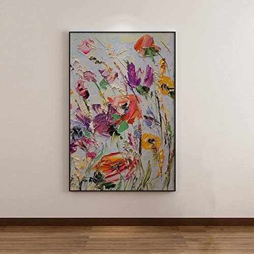Acrylbilder Auf Leinwand Handgemalt, Farbe Textur Gesang Blume Ästhetisch Abstrakte Kunst Moderne Kunstwerke Rahmenlose Handgemalte Ölgemälde Auf Leinwand Wandkunst Für Wohnzimmer Schlafzimmer