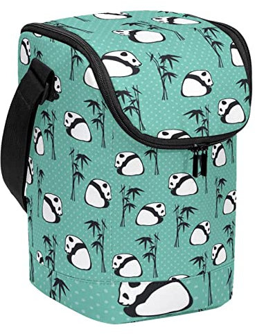 MUOOUM Cute Panda Bear Bamboo Pattern Large Lunch Pail Reusable Lunch Box Lightweight Lunch Bag Compact Lunch Boxes