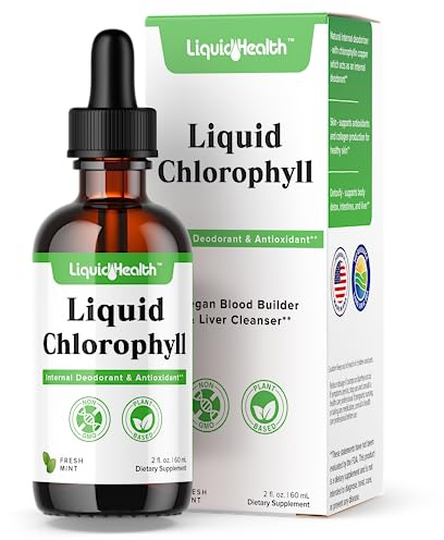 LIQUIDHEALTH Liquid Chlorophyll Drops - Internal Deodorizer, Liver Detox, Immune Support, Promote Collagen for Hair & Skin, Stop Bad Breath, Reduce Appetite - Made in the USA, Vegan, Non-GMO (2 oz)