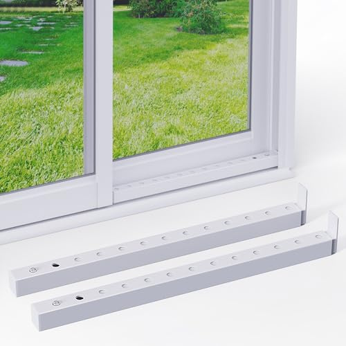 WooFog 2 Stück verstellbare Fenstersicherungsstangen – ausziehbar 41,9–74,9 cm, Kindersicherungen, Metallstopper, Weiß