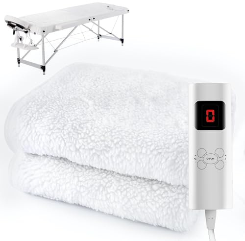 Massage Table Heating Pads Heated Massage Table Warmer 9 Heat Settings Professional SPA Bed Warmer (71 x 30), Digital Heat Control Pad Electric Heating Pad, w/Overheat Protection White