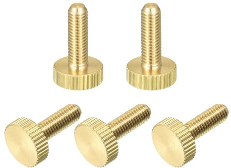 sourcing map Rändelschrauben, M5 x 16 mm, flache Messingschrauben, Griffknöpfe für Zuhause, Elektronik, Maschine, 5 Stück