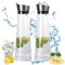 LDHHYH 2 jarras con tapa de 1 litro – Jarra de agua de cristal con tapa de acero inoxidable y boquilla para bebidas caseras, té helado, leche, vino