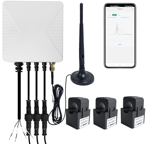 OWON 1 or 3 Phase Tuya Wi-Fi Bi-Directional Energy Monitor,Smart Home Power Monitor with 3 * 120A Clamp, Track Electricity in Real Time, Solar/Net Metering