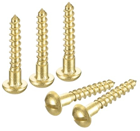 QUARKZMAN Tornillos de Madera M2 x 12mm Cabeza Redonda Ranurada de Latón Tornillo Autorroscante para Trabajos de Carpintería 40 Unidades