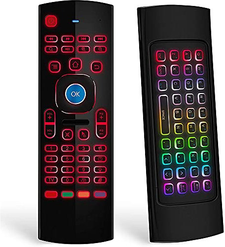 melairo RatóN de Aire para Android TV Box, Mini Teclado InaláMbrico RatóN Remoto de Aire Control con Aprendizaje IR MX3 Pro con RetroiluminacióN RGB