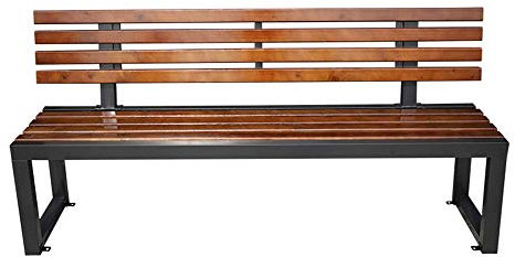 Banc de Jardin Banc de jardin en bois avec lattes, banc de jardin, terrasse, banc de parc avec dossier, 3 places, résistant aux intempéries, chaise de porche de loisirs en plein air, cadre en acier mé