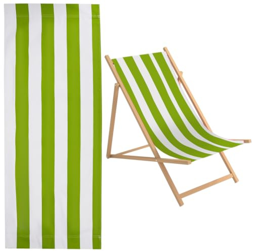 GORGECRAFT 1 Stück Ersatz-Strandliege Canvas Gelb-Grün-Weiß Gestreift Segeltuch 435 x 1165mm Liegestuhl-Stoff Ersatz Für Sonnenbaden Garten Innenhof
