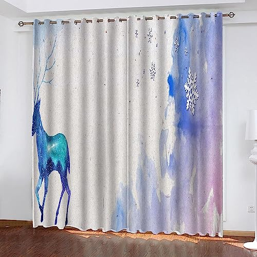 Kinder Verdunkelungsvorhänge Abstraktes Tier Sikahirsch 3D Polyester Ösen Vorhang, Für Wohnzimmer Schlafzimmer Blickdicht Schallschutzvorhänge 2Er Set 2X 280 B X 300 H cm -Esszimmervorhang -8Y0X8K2B