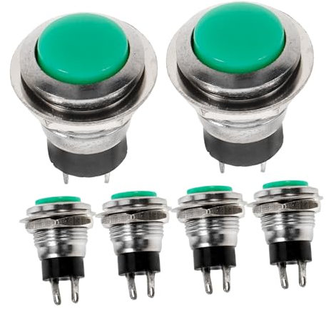 Anneome Interruttore a Pulsante Momentaneo per Auto 6 Pezzi Interruttore Clacson Ripristino Automatico 2 Pin Linea Interruttori di Ricambio Verdi in PP per Automobili