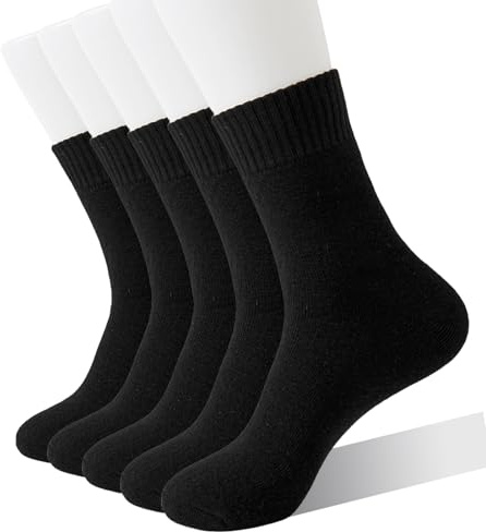 Hocerlu Thermal Socks for Men, 5 Pair Thick Cushioned Cosy Warm Wool Boot Socks for Work Hiking Walking Casual in Cold Winter, Size UK 6-11