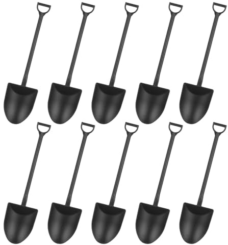 50PCS Mini Shovel Spoons for Desserts, Dessert Spoons, Mini Shovel Shape Spoons Cute Disposable Plastic Dessert Spoons for Ice Cream Cake Yogurt Halloween Party