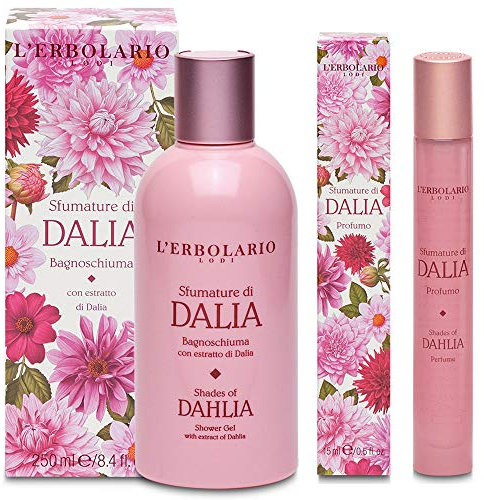 Erbolario - Sfumature di DALIA - Confezione Regalo DUO in Scatola Originale Decorata - 1 Bagnoschiuma 250 ml + 1 Profumo 15 ml