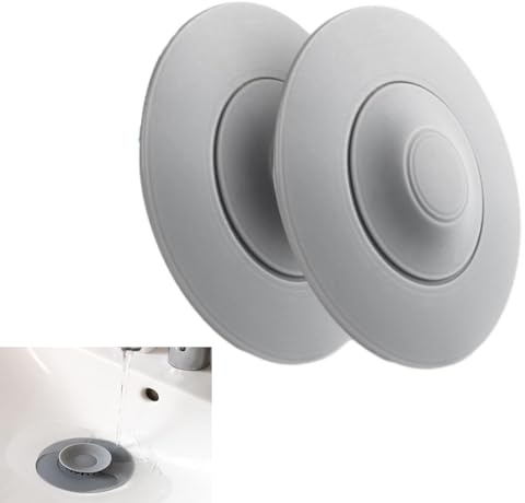 Votvlog 2 Pièces Bouchon d'écoulement Universel Filtre Silicone pour évier Filtre de Vidange Pratique avec Fonction Filtre à Cheveux de Cuisine et de Bain pour Évier Lavabo Baignoire Buanderie, Gris