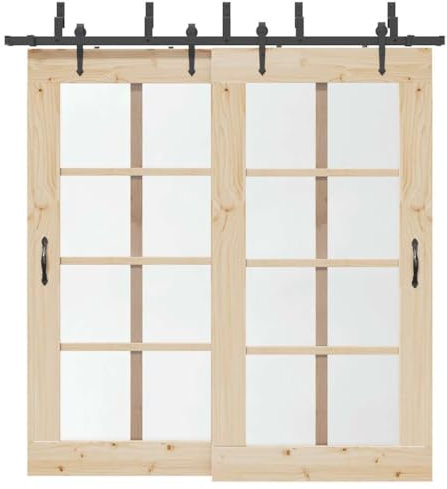 Tidyard Kit de quincaillerie de Porte coulissante 213,5 cm Acier Noir, Kit de Rail pour Porte Suspendue, Systeme Porte Coulissante Intérieur pour Chambre, Cuisine, Grange, Garage