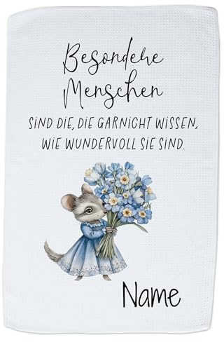 GRAZDesign Küchentuch mit Namen personalisiert - Geschirrtuch im Waffelgewebe - Besondere Menschen