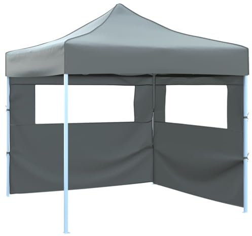 qohoio Tendone per Feste Pieghevole Pop-Up con 2 Pareti 3x3m Antracite,Tendone per Feste,Impermeabile,Protezione UV,Tendone per Eventi -44965
