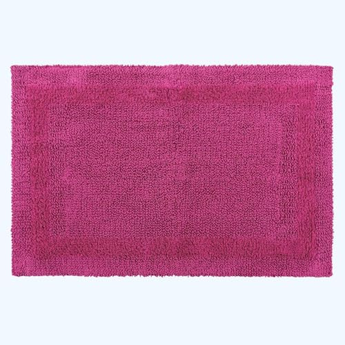 HOMESCAPES Tappetino da bagno extra large, 1600 g/m², super morbido, 100% cotone, reversibile, antiscivolo, lavabile, super assorbente, ad asciugatura rapida, colore: rosa lampone, 70 x 120 cm