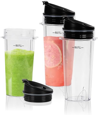 3 Pezzi Tazza di Ricambio Per Frullatore, 16oz Borraccia Frullatore Portatile con Coperchio Rimovibile Bicchiere Frullatore Immersione Contenitore Accessori per Spremiagrumi Tazza Blenderer